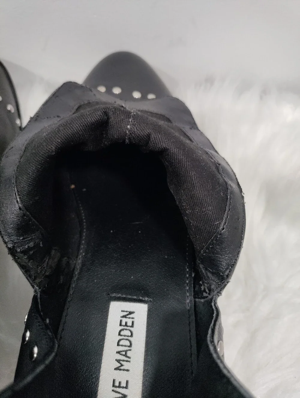 Cute Steve Madden Black Leather Studded Ankle Boots Size 9